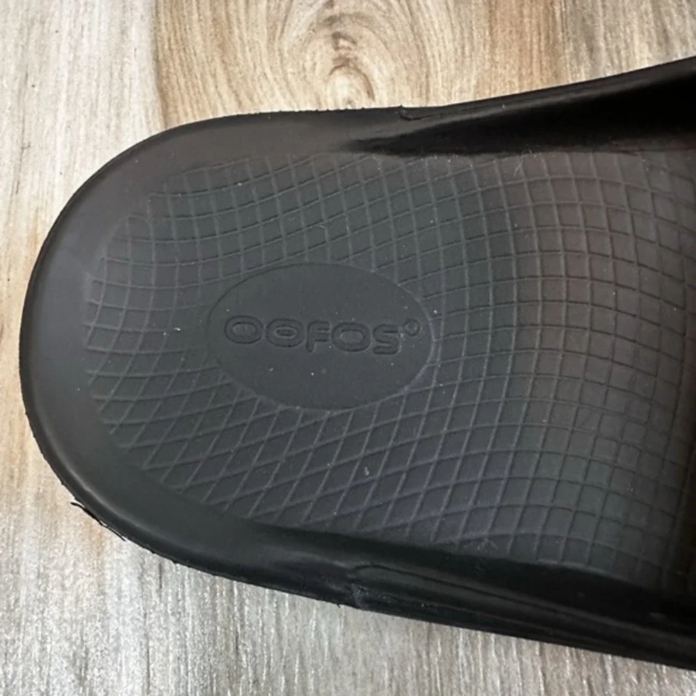 Oofos Ooahh Sandals Men's 13 Recovery Slip On Slide Black Travel‎ Comfort Summer